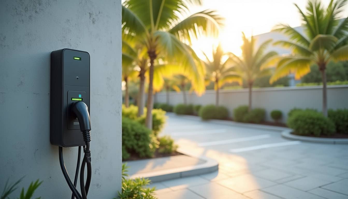 Bornes de recharge installées dans un parking d'entreprise à Seyches