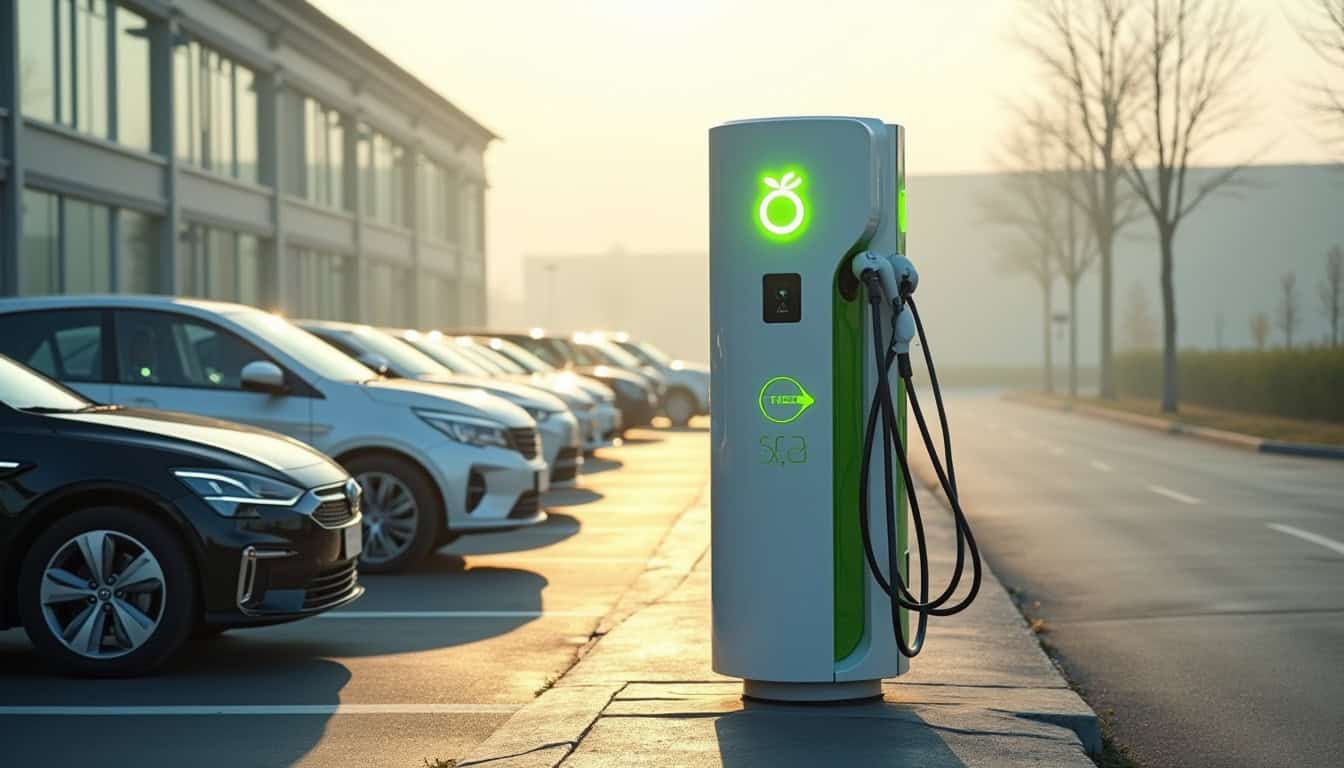 Bornes de recharge installées sur le parking d'une entreprise à Saint-Florentin