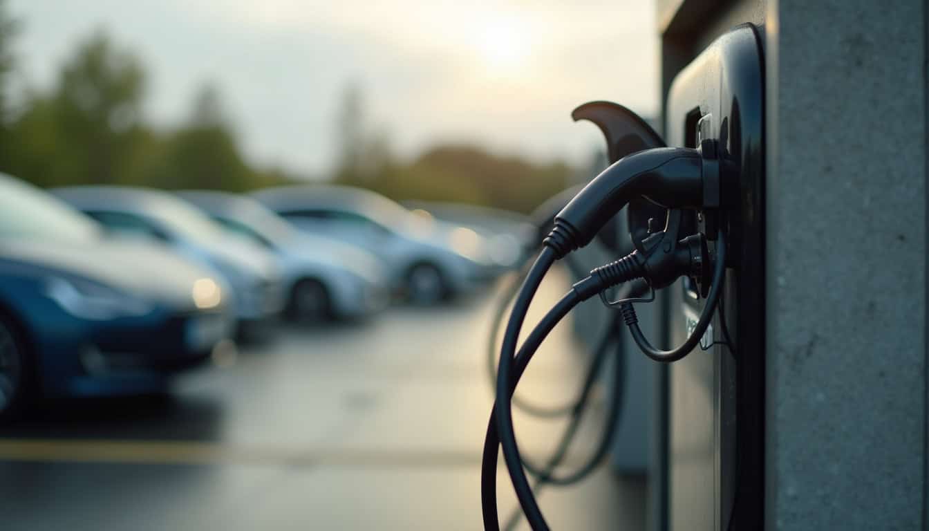 Bornes de recharge installées sur un parking d'entreprise à Barbières
