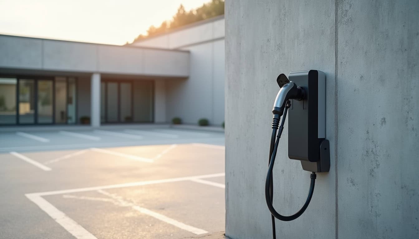 Bornes de recharge installées sur un parking d'entreprise à Istres