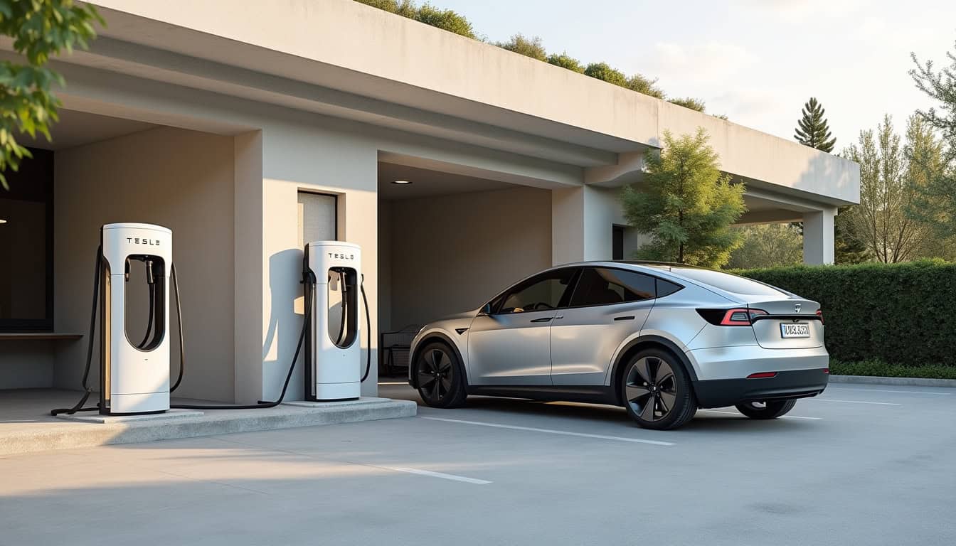 Bornes de recharge publique Tesla et ChargePoint à Opio