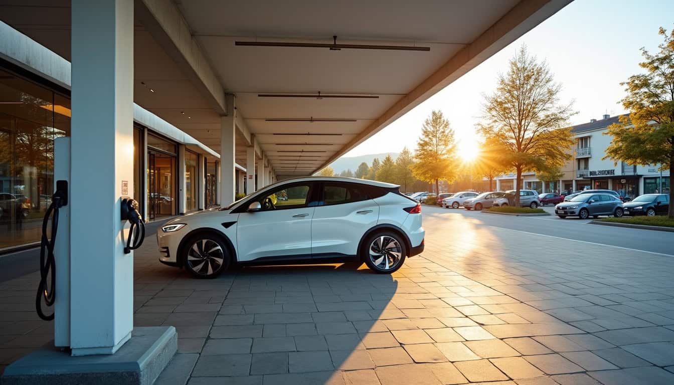 Bornes de recharge publiques à Romilly-sur-Seine, situées dans une zone commerciale