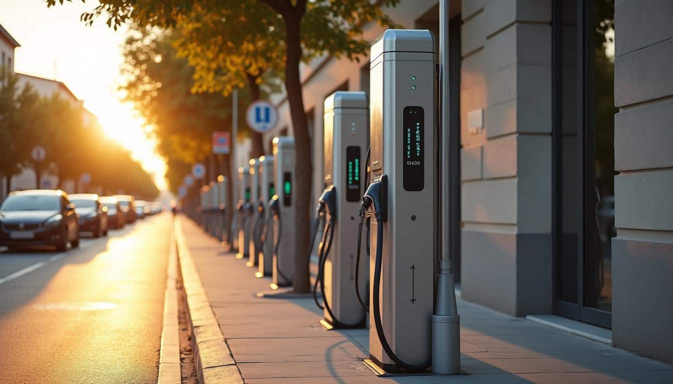 Bornes de recharge publiques installées le long de la rue Jean Perrin à Luisant