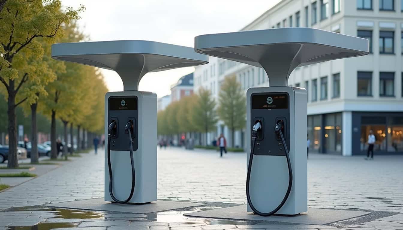 Bornes de recharge publiques installées sur la place de la République à Saint-Nicolas-de-Port