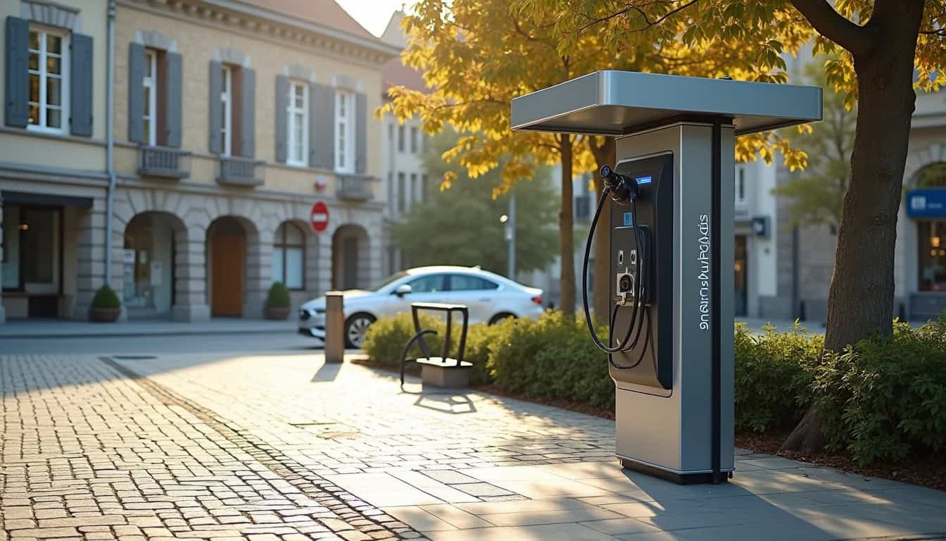 Bornes de recharge publiques installées sur la place Jean Dufournier à Bessé-sur-Braye