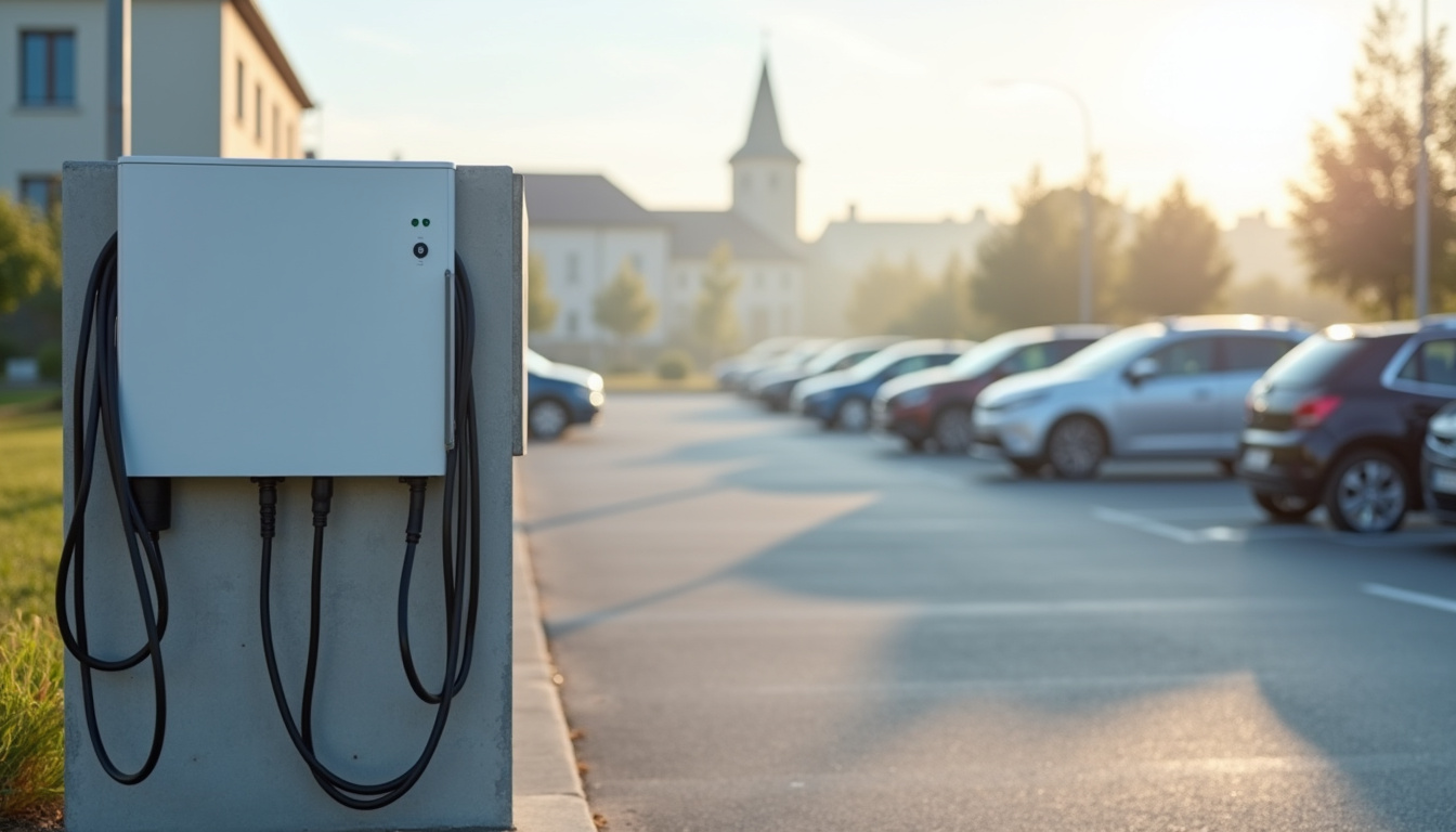 Bornes de recharge publiques installées sur un parking municipal à Cosne-d'Allier