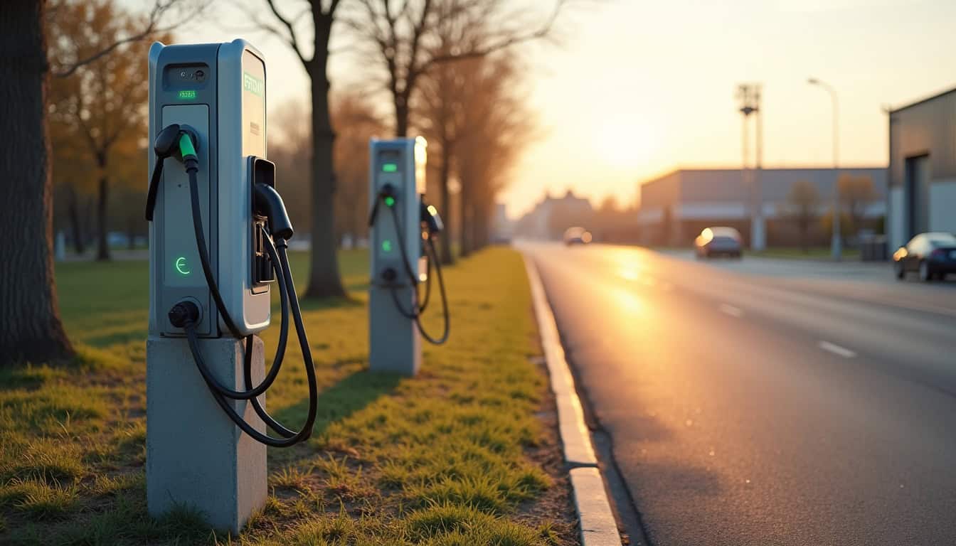 Bornes de recharge publiques situées à Le Pouzin, le long d'une route et dans un parc industriel