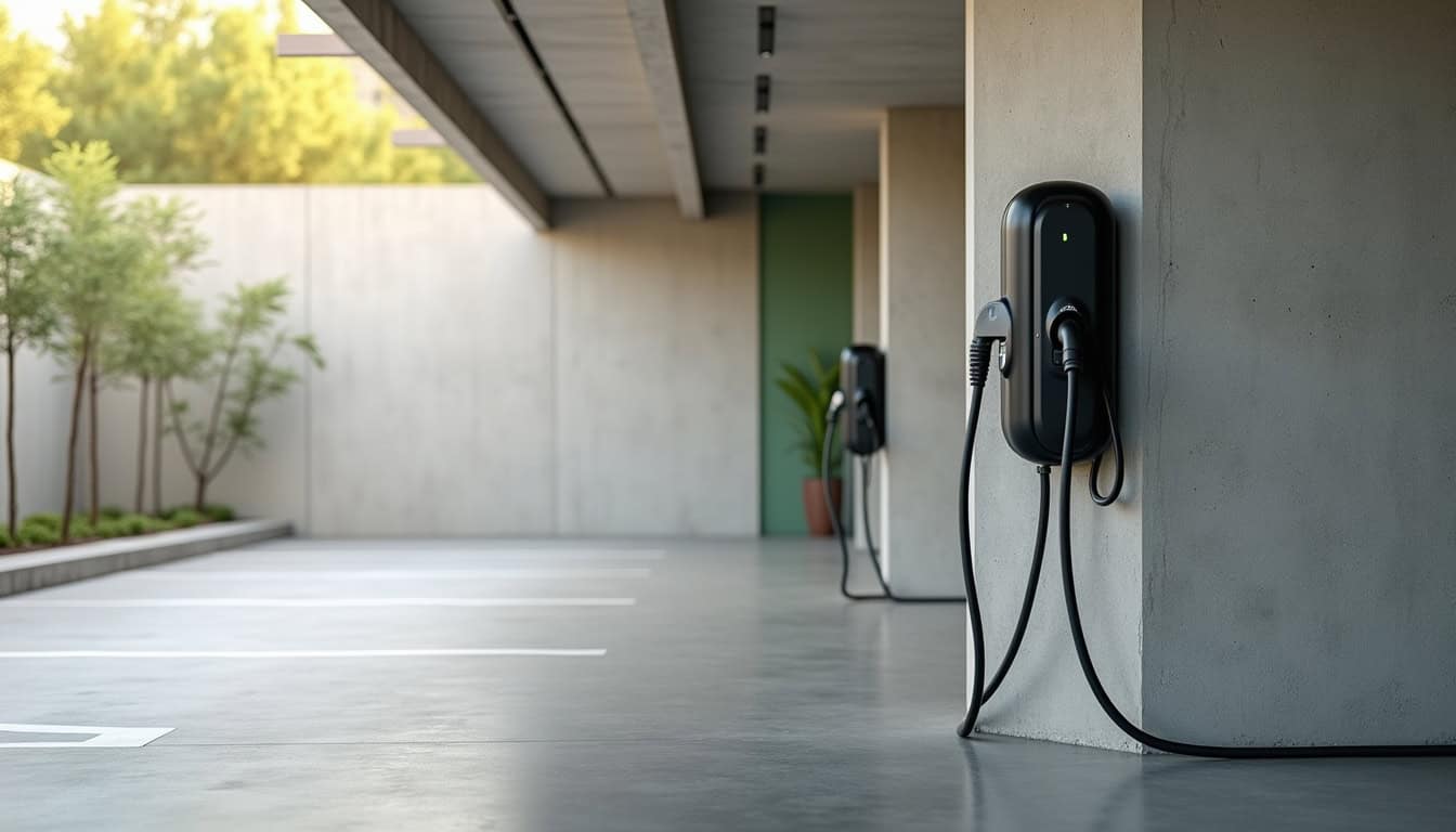 Bornes de recharge publiques situées dans un parking à Bassussarry