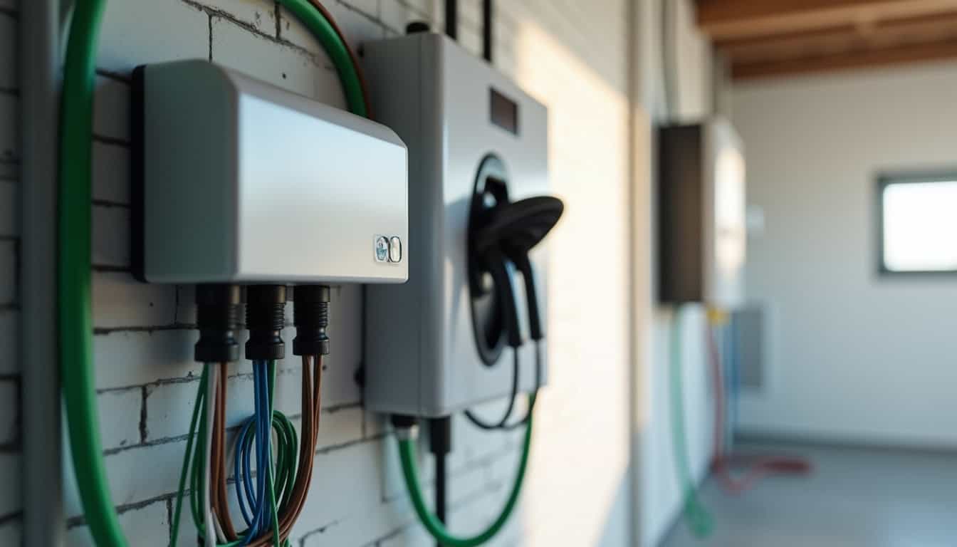 Câblage d'une borne de recharge reliée au tableau électrique d'une habitation à Burie