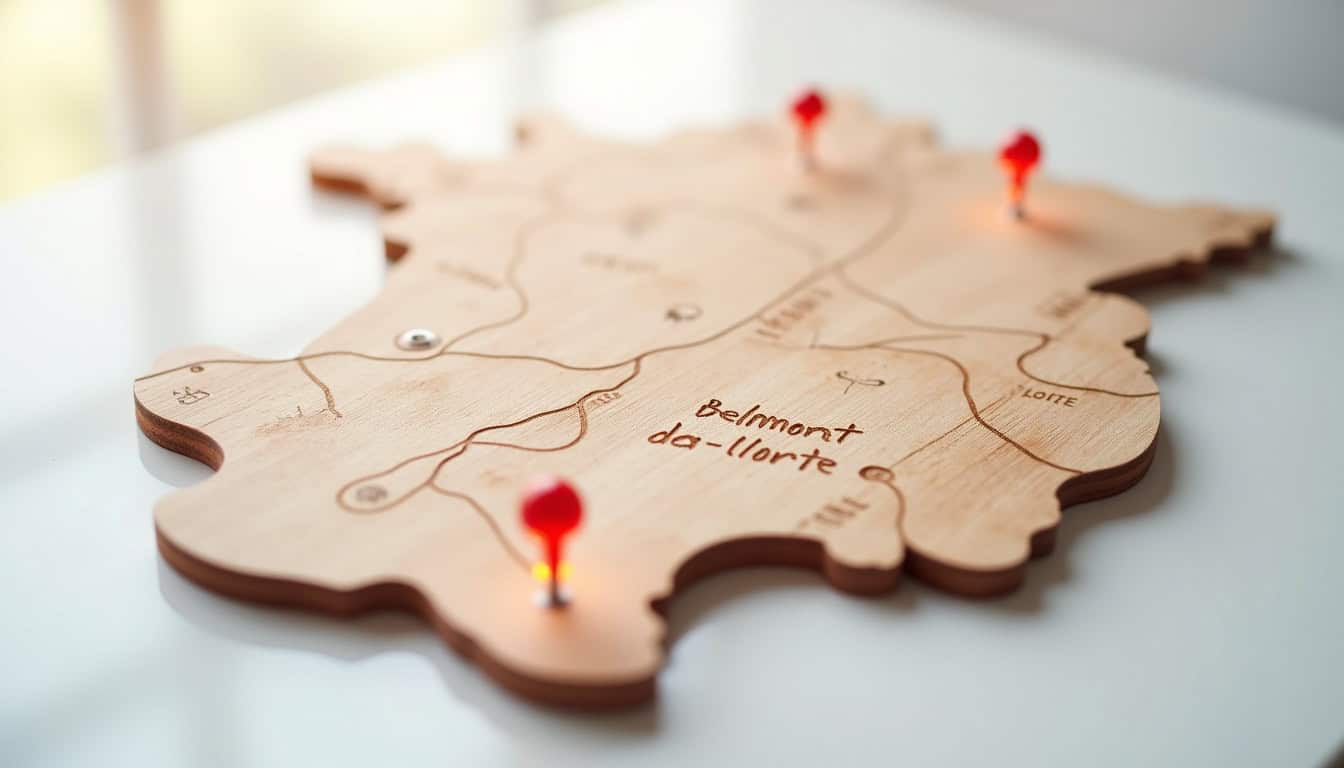 Carte illustrant la localisation des bornes de recharge autour de Belmont-de-la-Loire