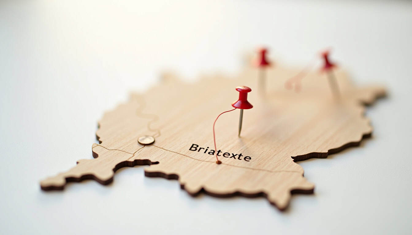 Carte illustrant la localisation des bornes de recharge publiques à Briatexte et ses environs