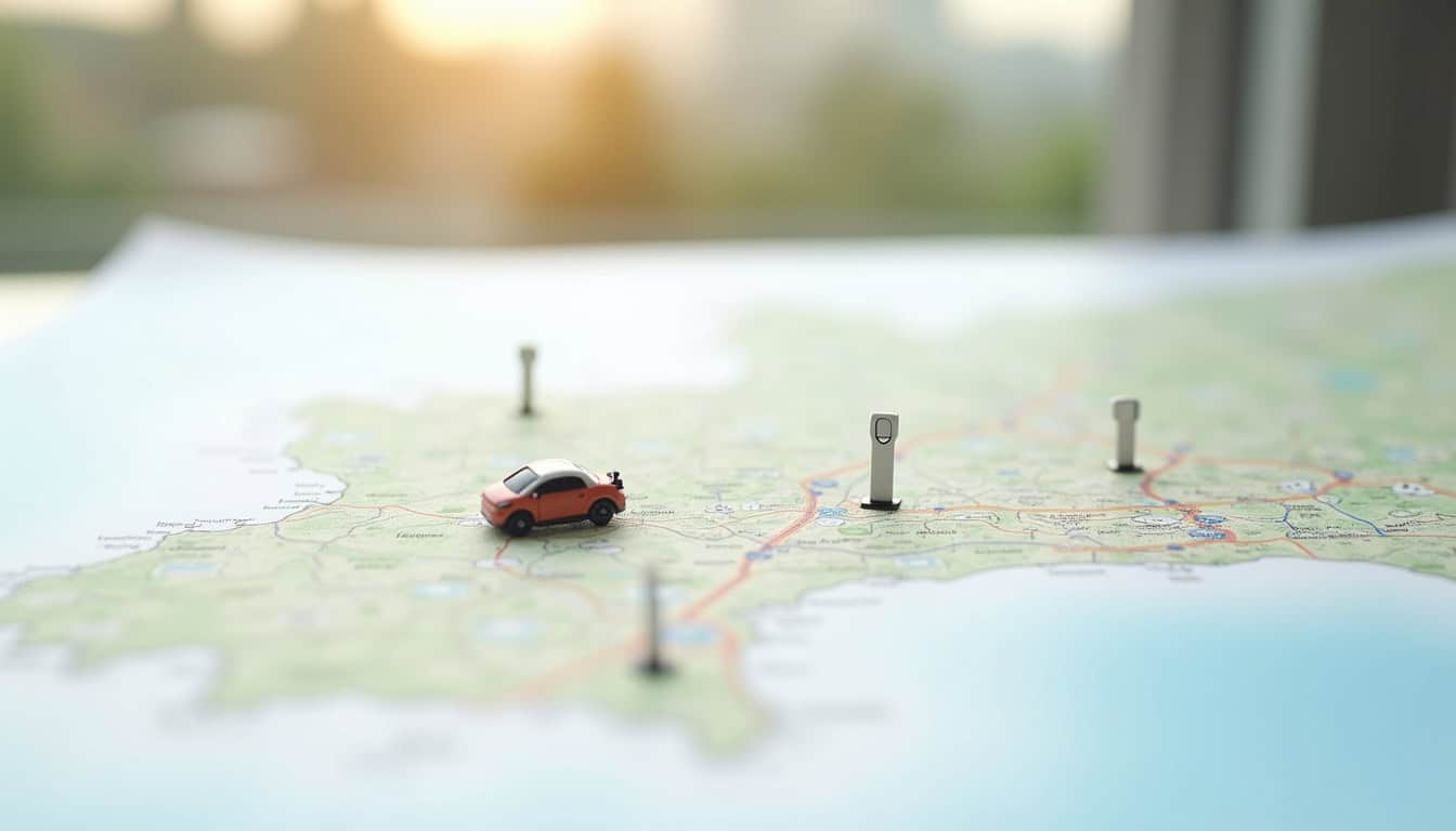 Cartographie des bornes publiques de recharge électrique à Ghisonaccia avec différents points d'accès