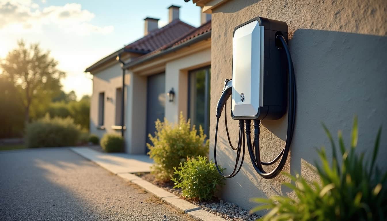 Chantier d'installation d'une borne de recharge électrique chez un particulier à Chaudenay