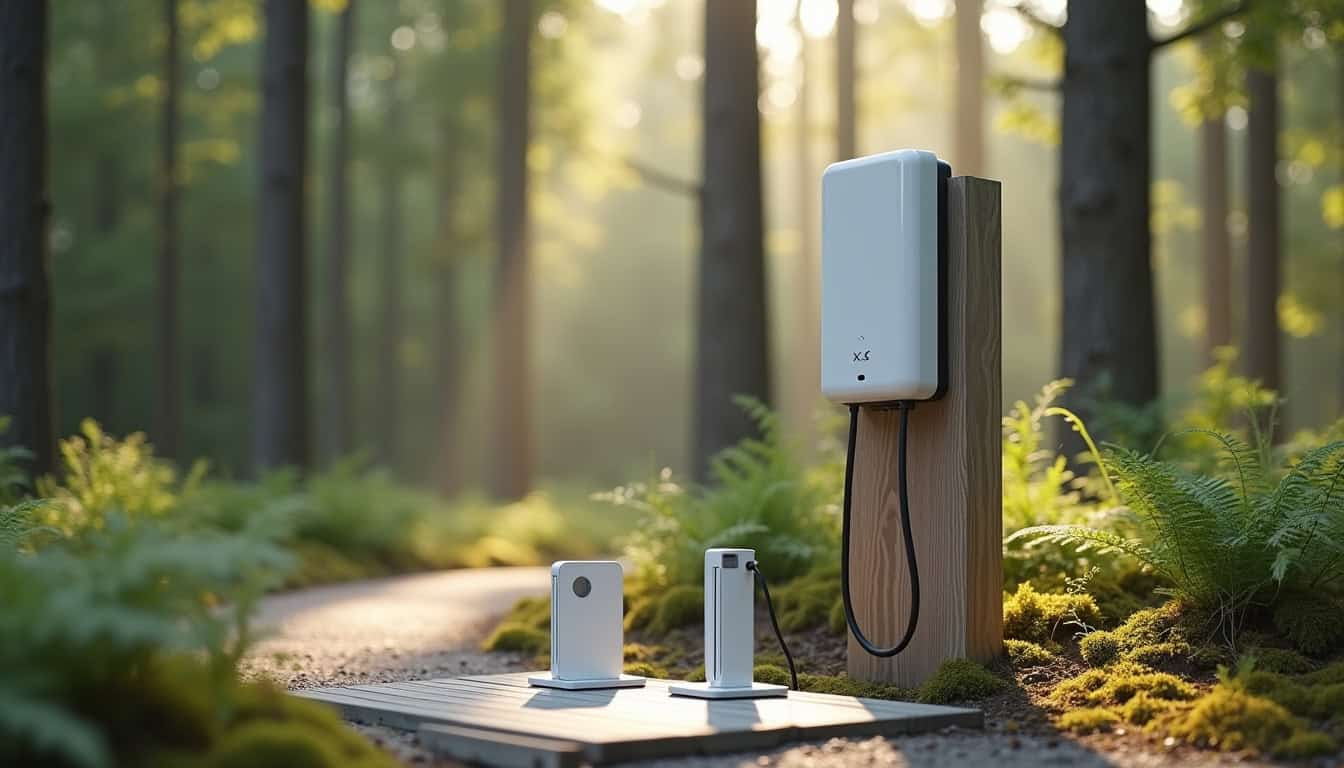 Comparaison entre différents types de bornes électriques installées à Bussac-Forêt