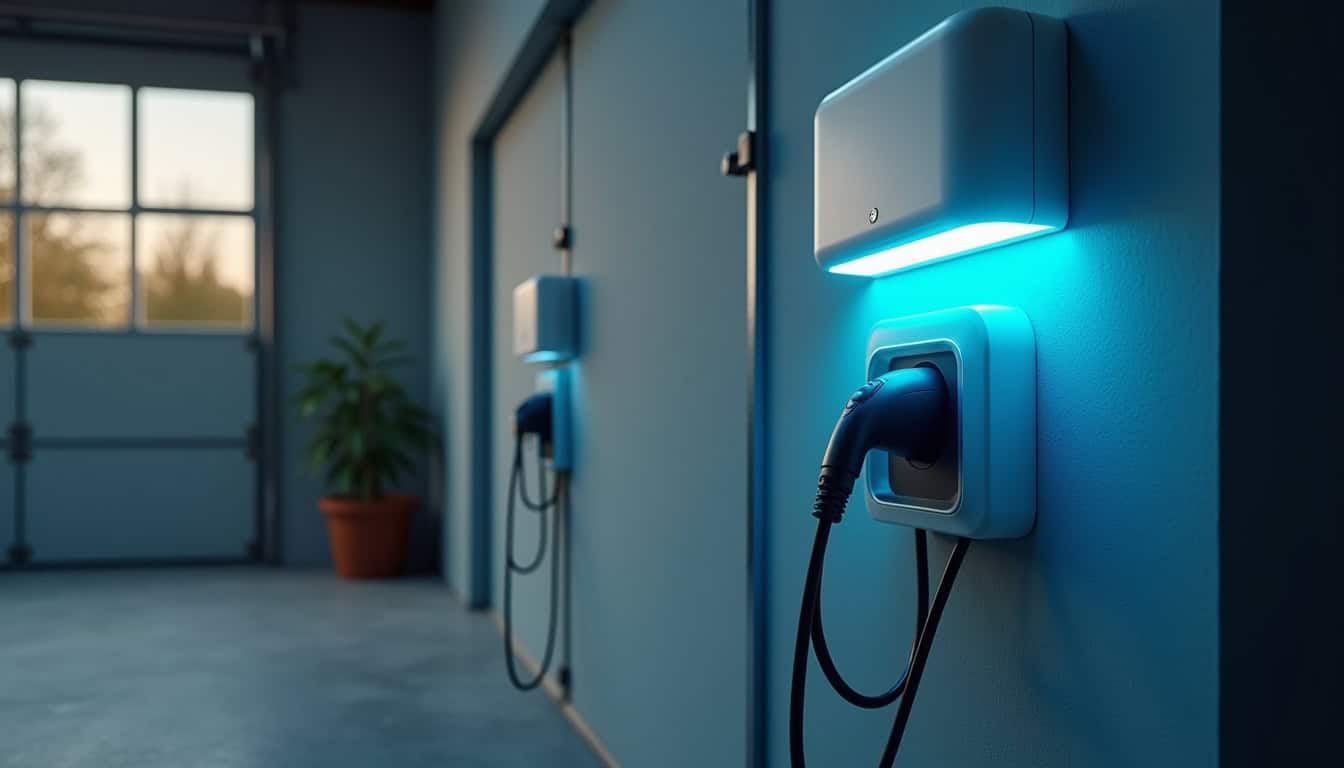 Comparaison entre une prise domestique et une Wallbox installée dans un garage à Coutances