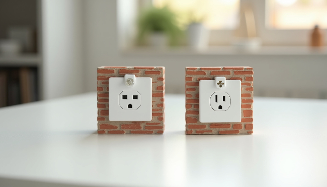 Comparaison entre une prise renforcée et une borne murale installée dans un garage à Écommoy