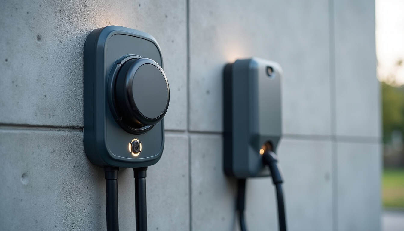Comparaison entre une prise renforcée et une wallbox installées en extérieur