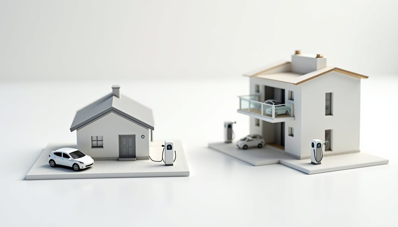 Comparaison installation borne électrique maison individuelle et copropriété