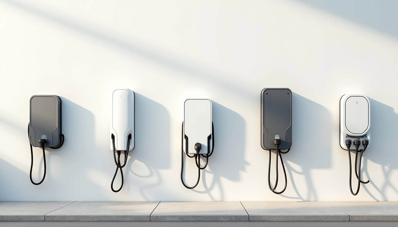 Comparaison visuelle de différents modèles de bornes de recharge murales
