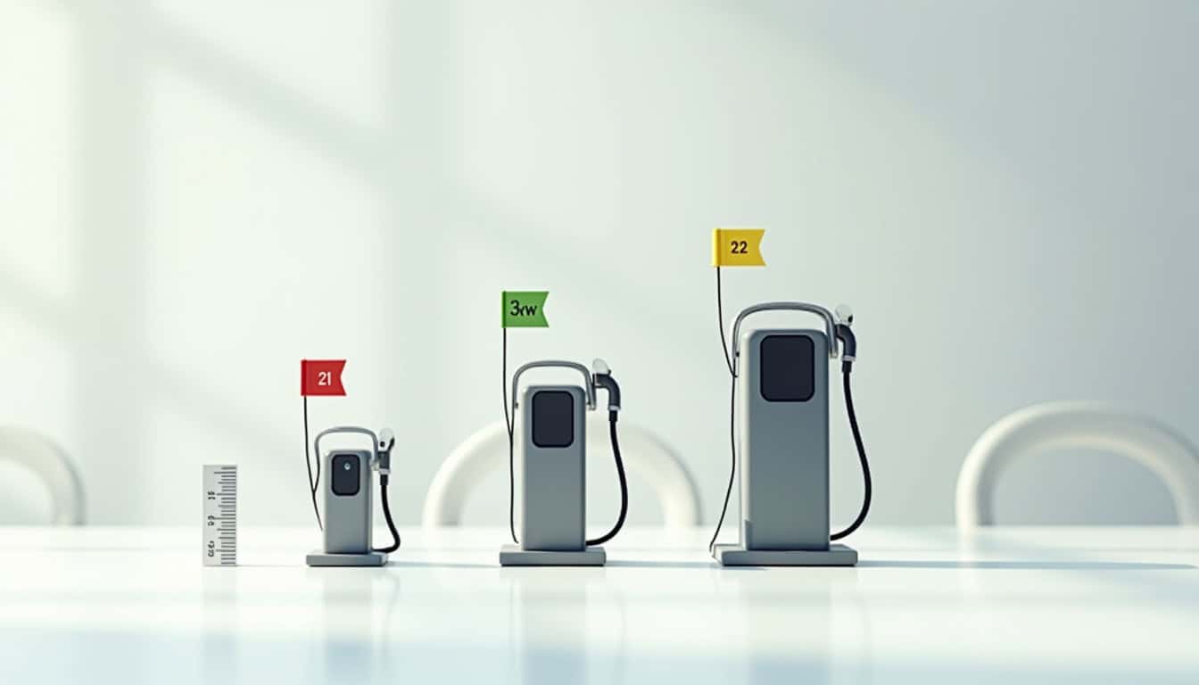 Comparaison visuelle des différentes puissances de bornes de recharge électrique