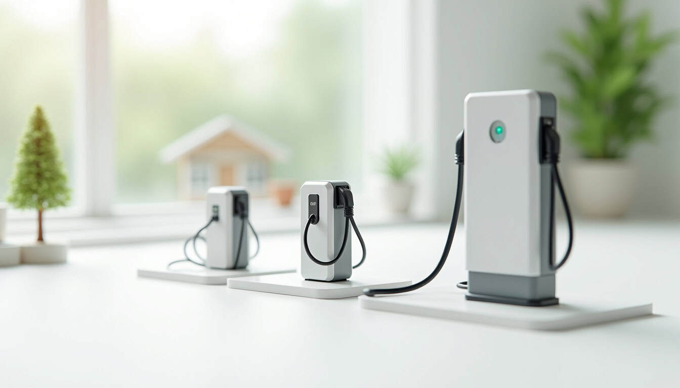 Comparaison visuelle des différents types de bornes de recharge électrique disponibles à Panazol