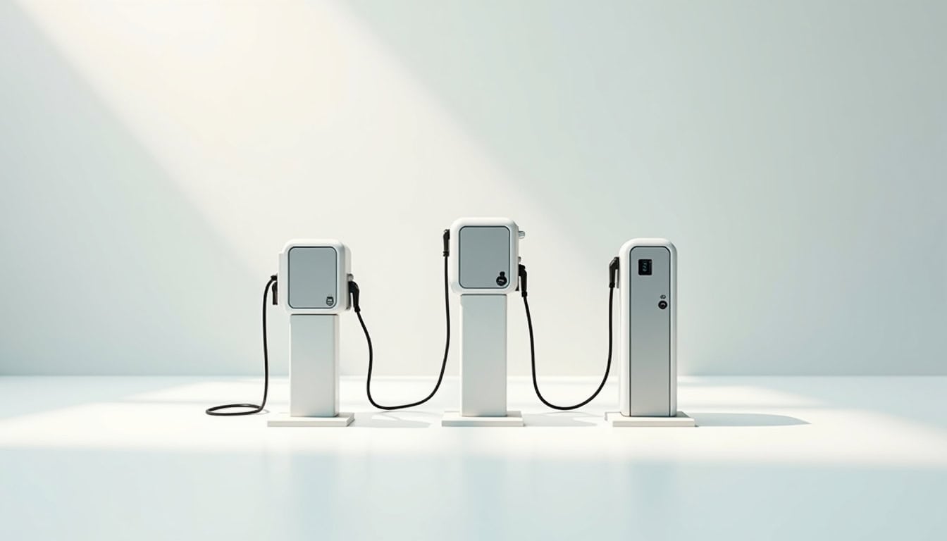 Comparaison visuelle des différents types de bornes de recharge électrique installées à Rountzenheim-Auenheim
