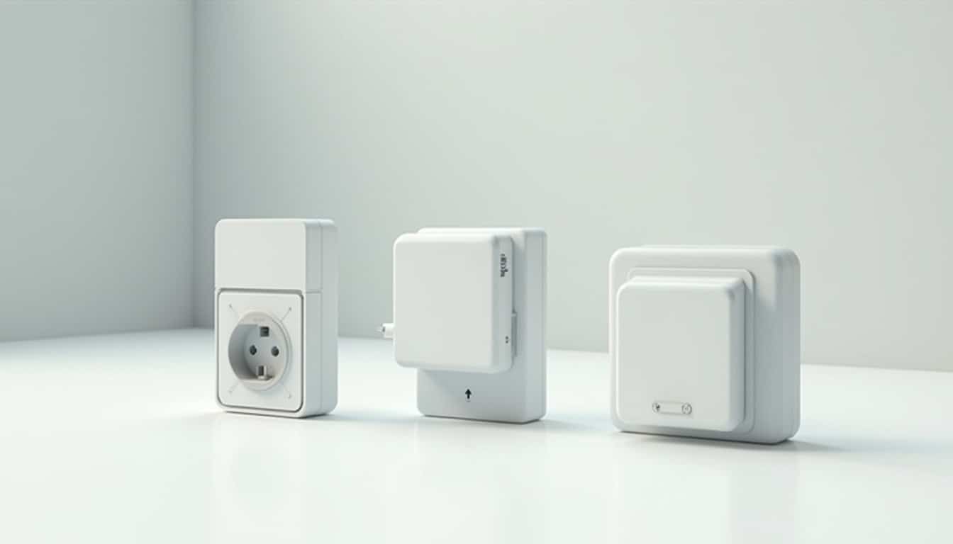 Comparaison visuelle des différents types de bornes de recharge électrique: prise Green'Up, wallbox 7 kW, wallbox 22 kW