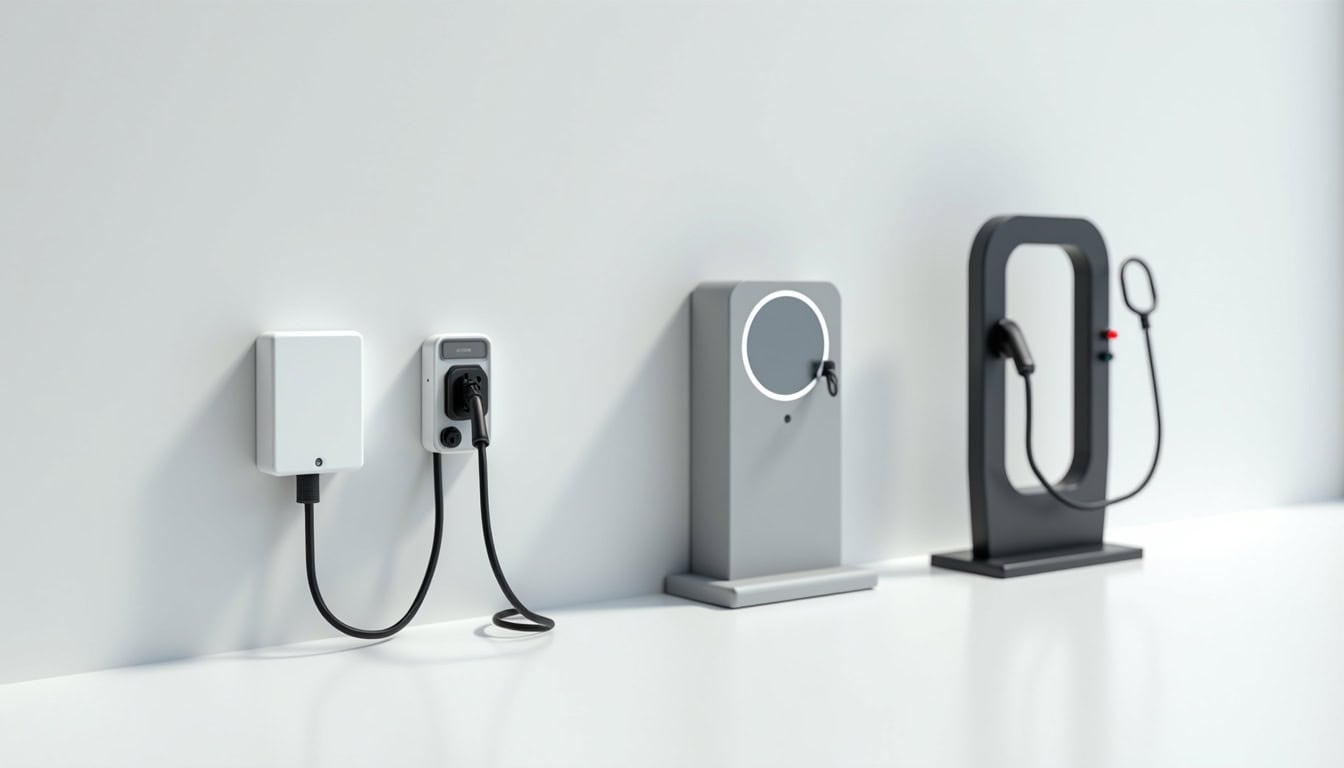Comparaison visuelle des différents types de bornes de recharge électrique