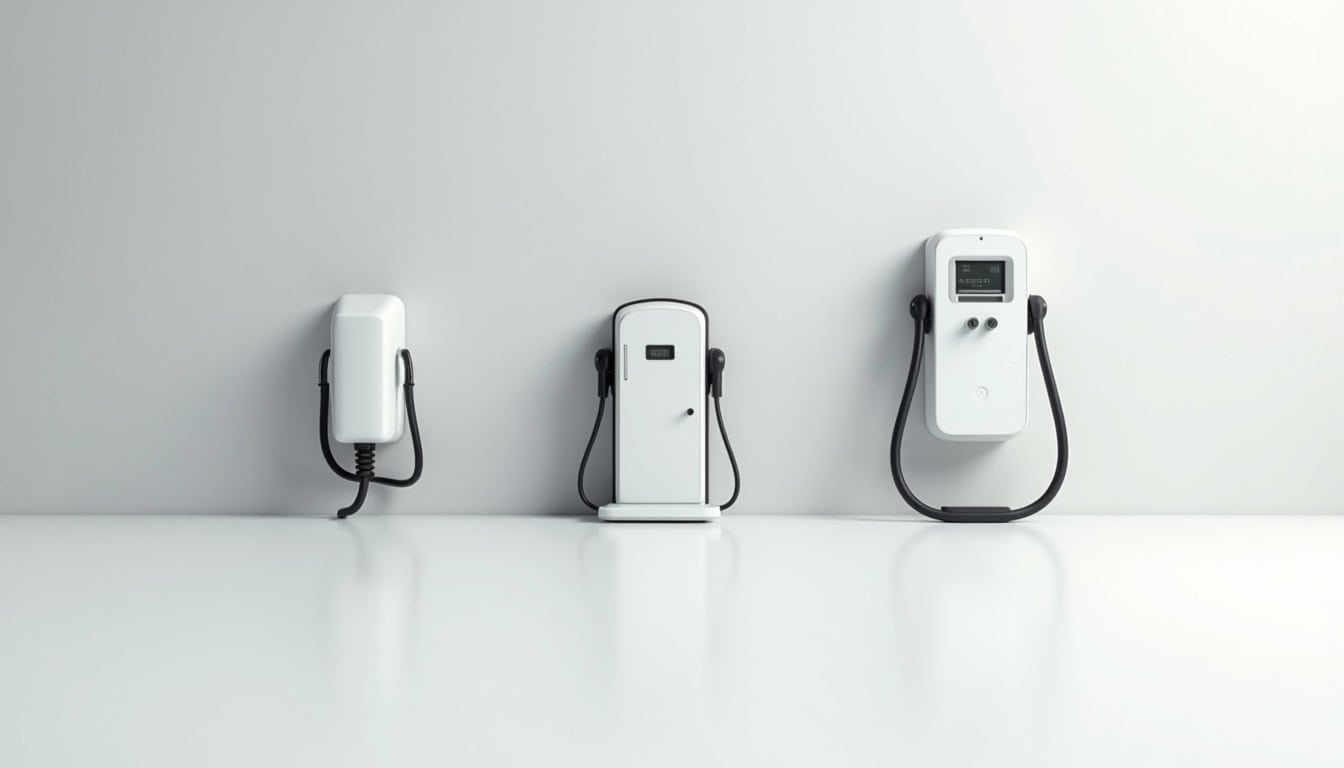 Comparaison visuelle des différents types de bornes de recharge électrique