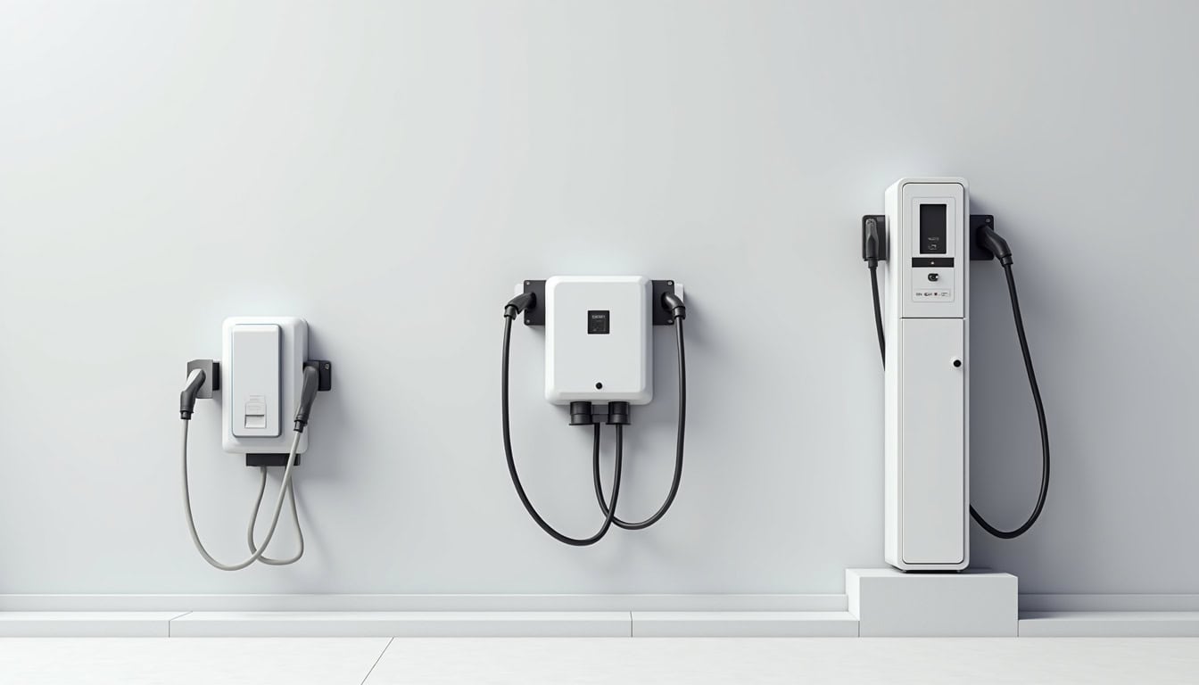 Comparaison visuelle des différents types de bornes de recharge électrique