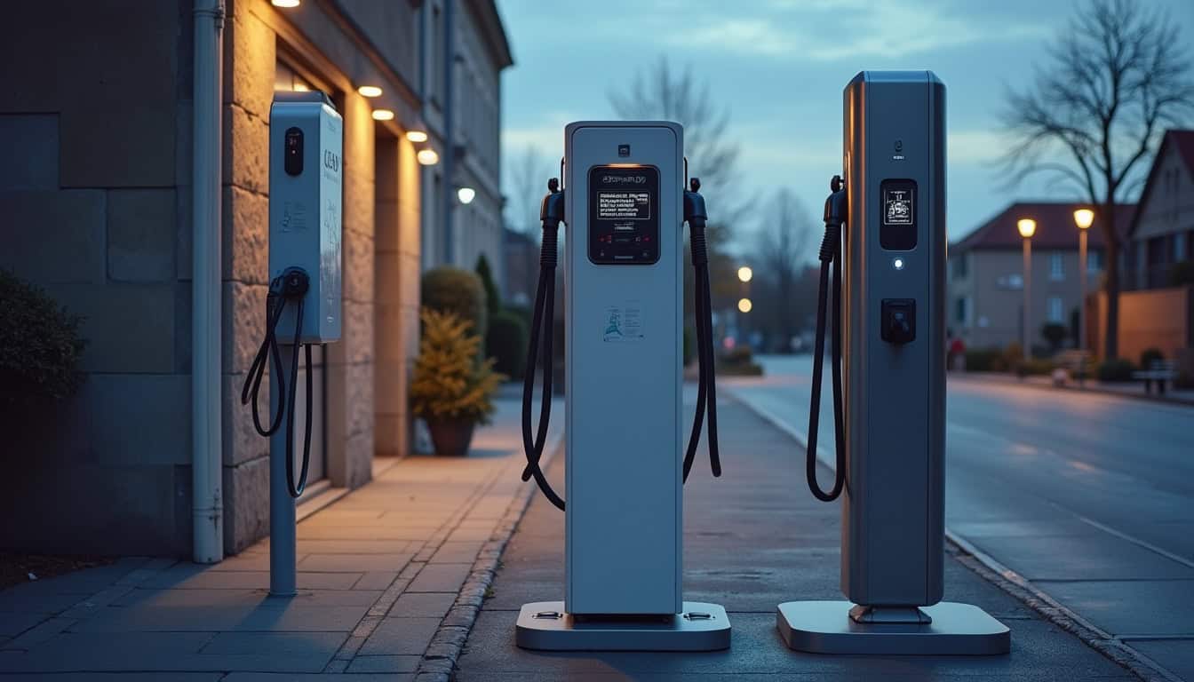 Comparaison visuelle des différents types de bornes de recharge installées à Vair-sur-Loire