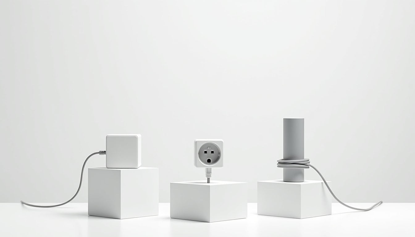 Comparaison visuelle des différents types de bornes de recharge pour véhicules électriques: wallbox, prise renforcée, borne publique