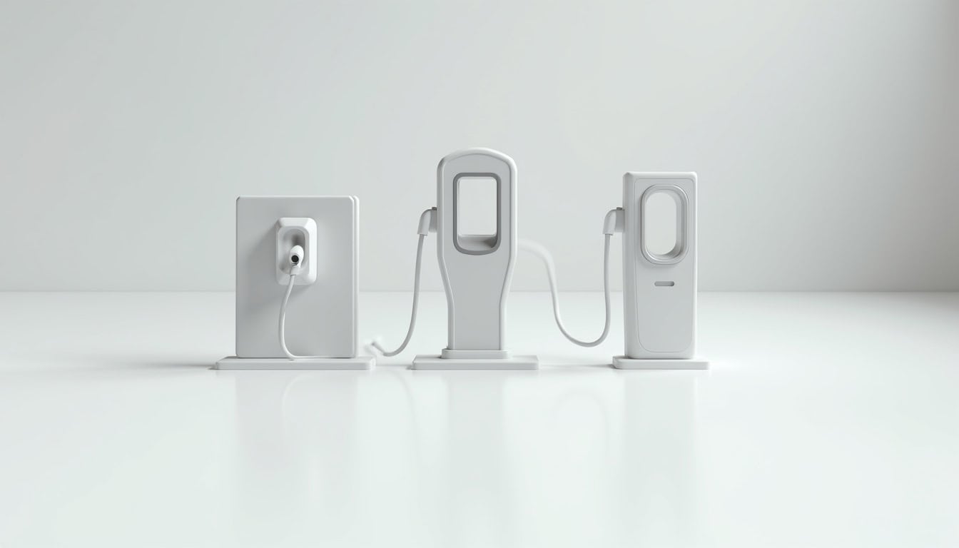 Comparaison visuelle des différents types de bornes de recharge pour voitures électriques