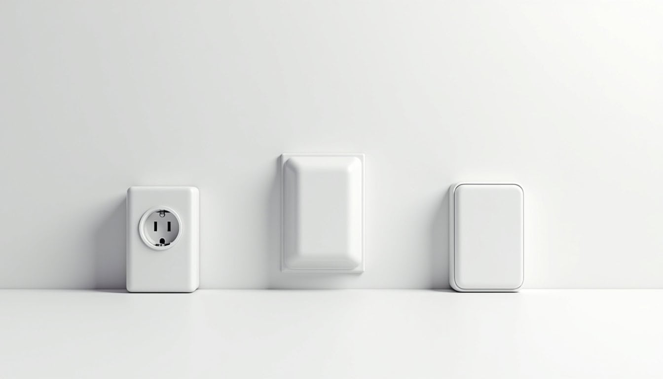 Comparaison visuelle des différents types de bornes de recharge: prise renforcée, wallbox 7 kW, wallbox 22 kW