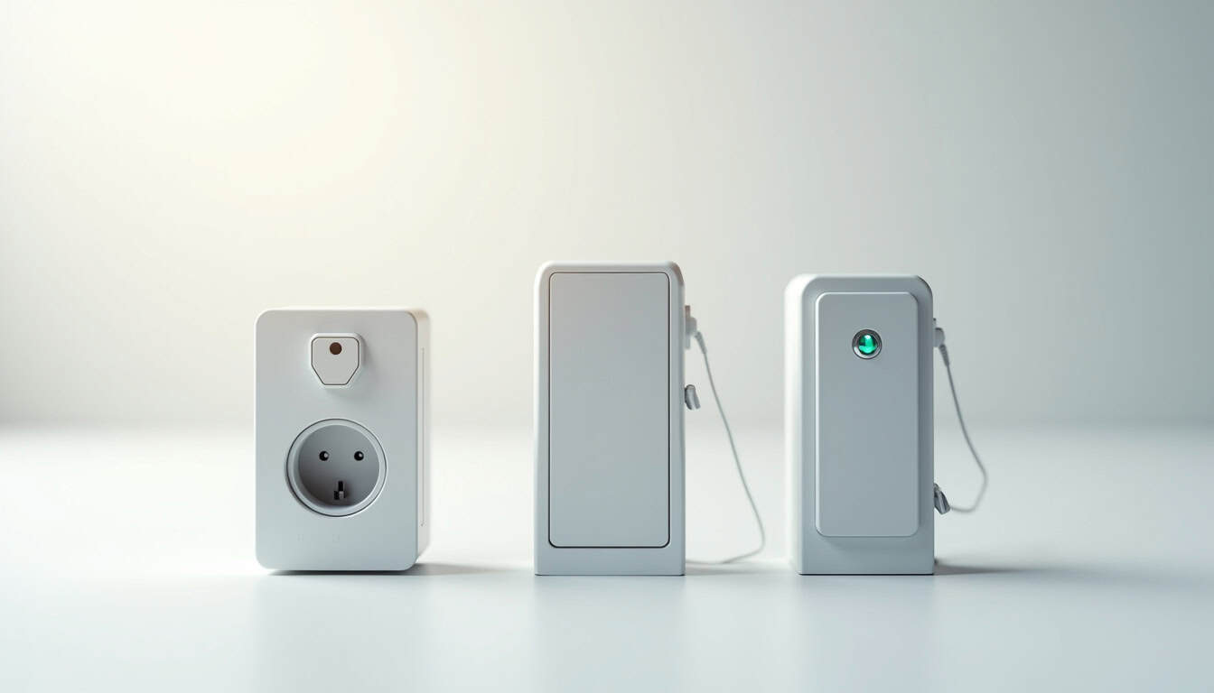 Comparaison visuelle des différents types de bornes de recharge: prise renforcée, wallbox et borne rapide