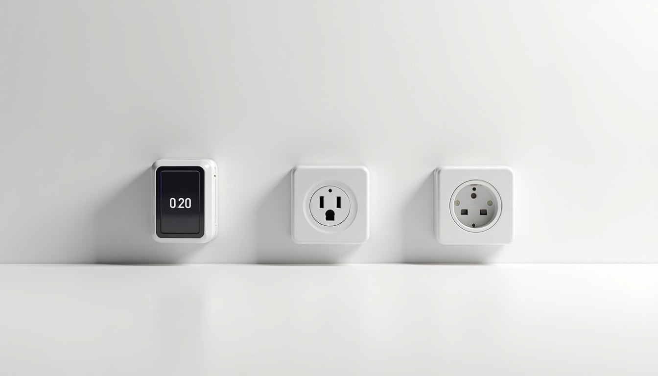 Comparaison visuelle des différents types de bornes de recharge: Wallbox, prise renforcée et prise domestique