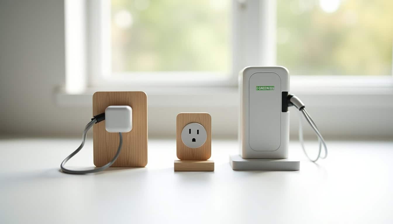 Comparaison visuelle des différents types de bornes électriques: wallbox, prise renforcée Green'up, borne publique