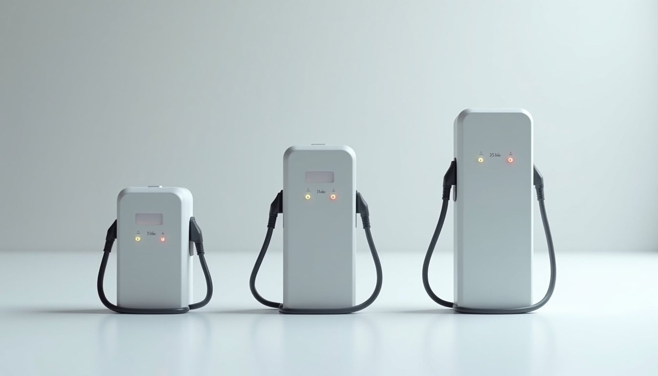 Comparaison visuelle des différents types de puissance de bornes de recharge pour véhicules électriques