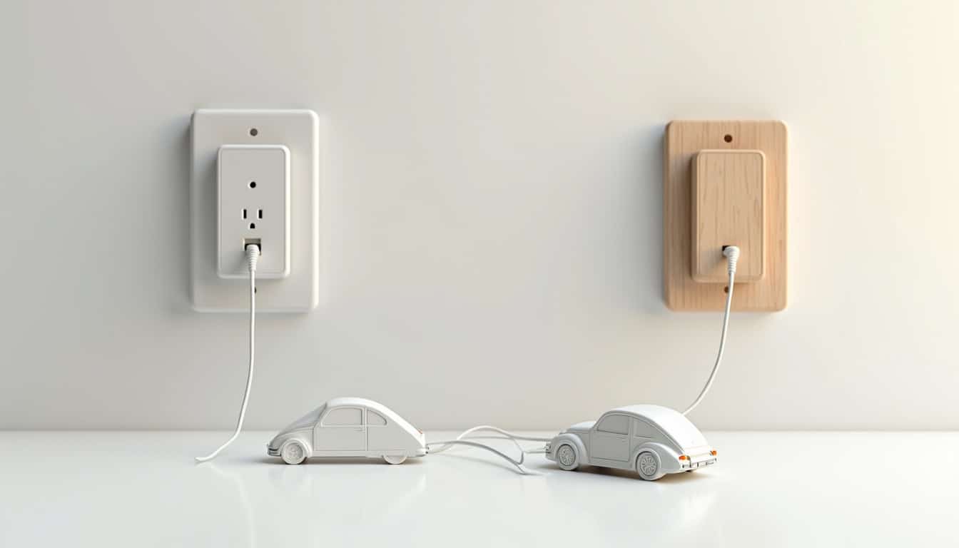 Comparaison visuelle entre prise renforcée et borne murale pour véhicule électrique à La Chambre