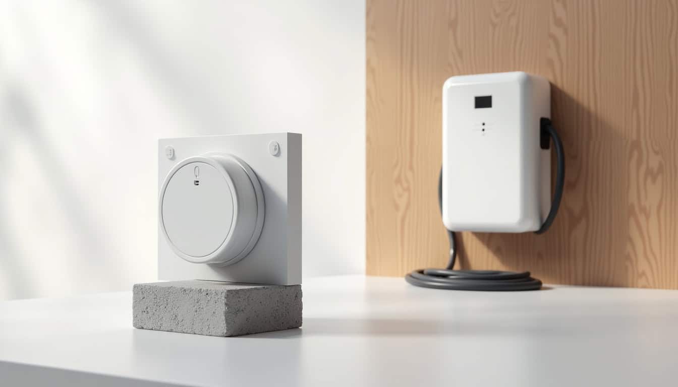 Comparaison visuelle entre une prise renforcée et une borne murale pour voiture électrique