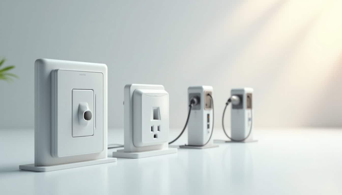 Comparaison visuelle entre une prise renforcée, une wallbox et une borne de recharge rapide