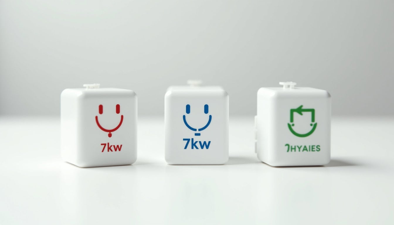 Comparatif des différents types de bornes de recharge électrique: prise renforcée, wallbox 7kW, wallbox triphasée
