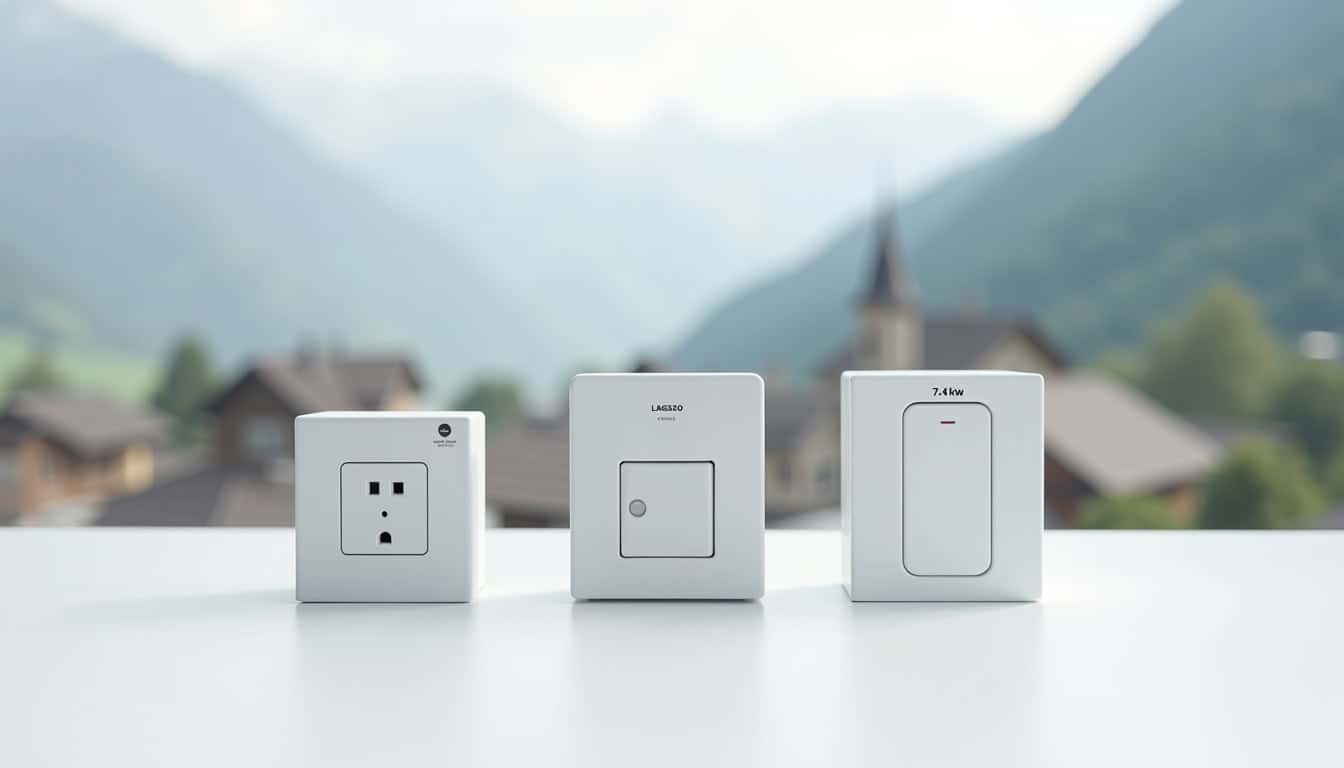 Comparatif des types de bornes de recharge: prise renforcée, wallbox 7,4 kW et borne triphasée