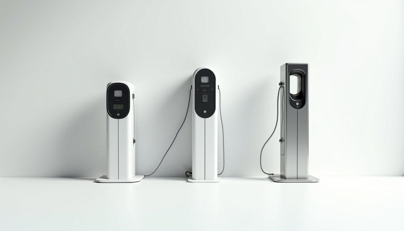 Comparatif visuel des différents modèles de bornes de recharge pour véhicules électriques à Saint-Médard-en-Jalles