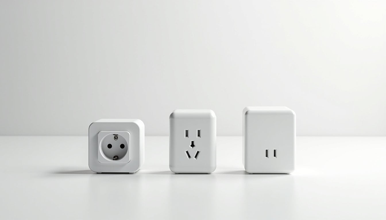 Comparatif visuel des différents types de bornes de recharge électrique: prise renforcée, wallbox monophasée, wallbox triphasée