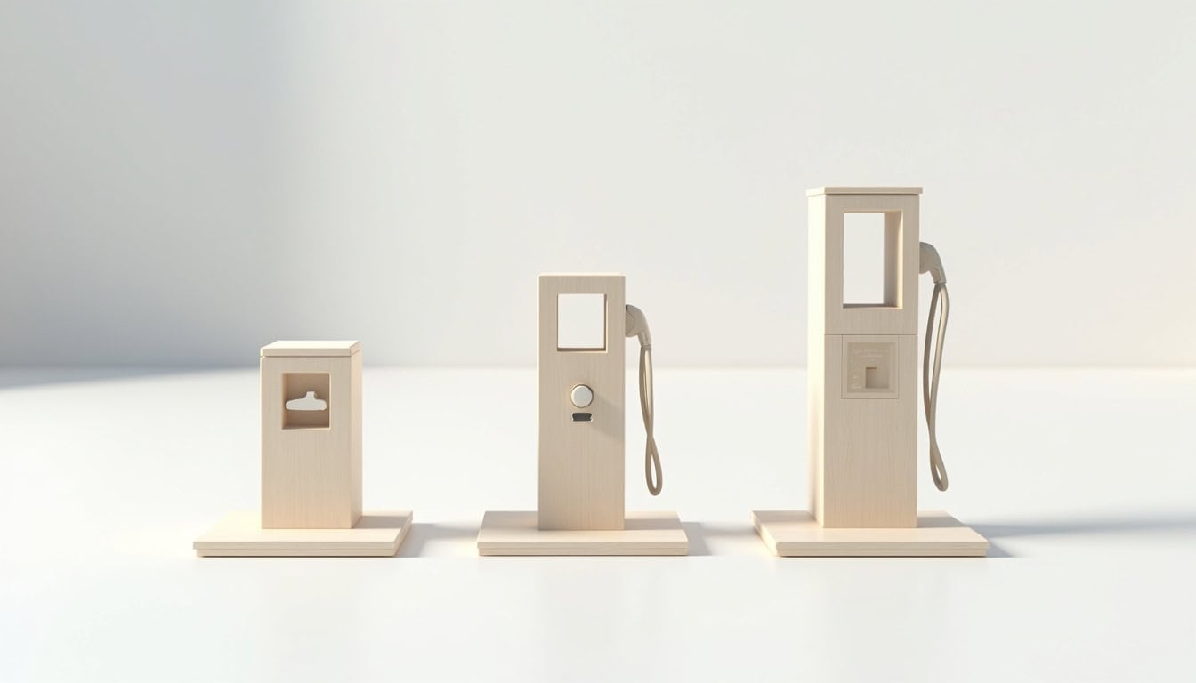 Comparatif visuel des différents types de bornes de recharge électrique
