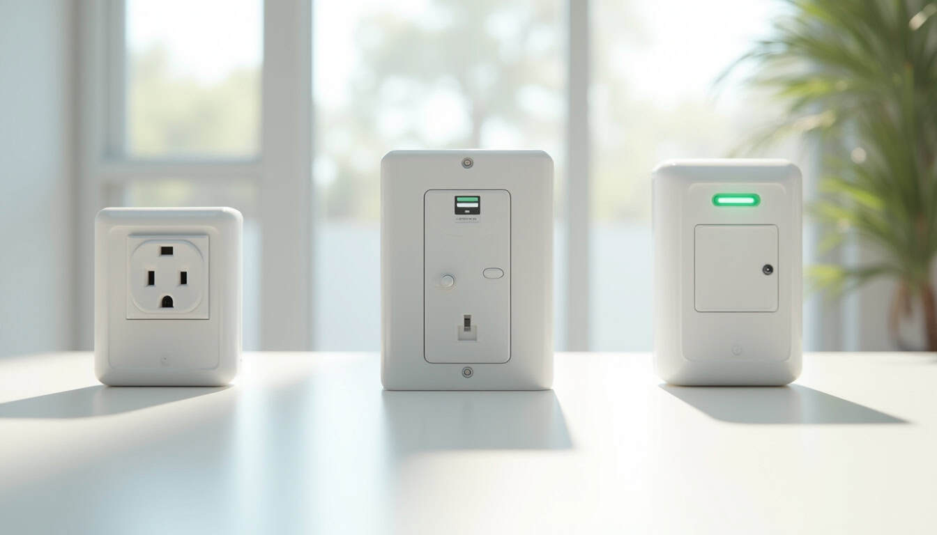Comparatif visuel des différents types de bornes de recharge: prise renforcée, wallbox 7,4 kW, wallbox intelligente avec écran