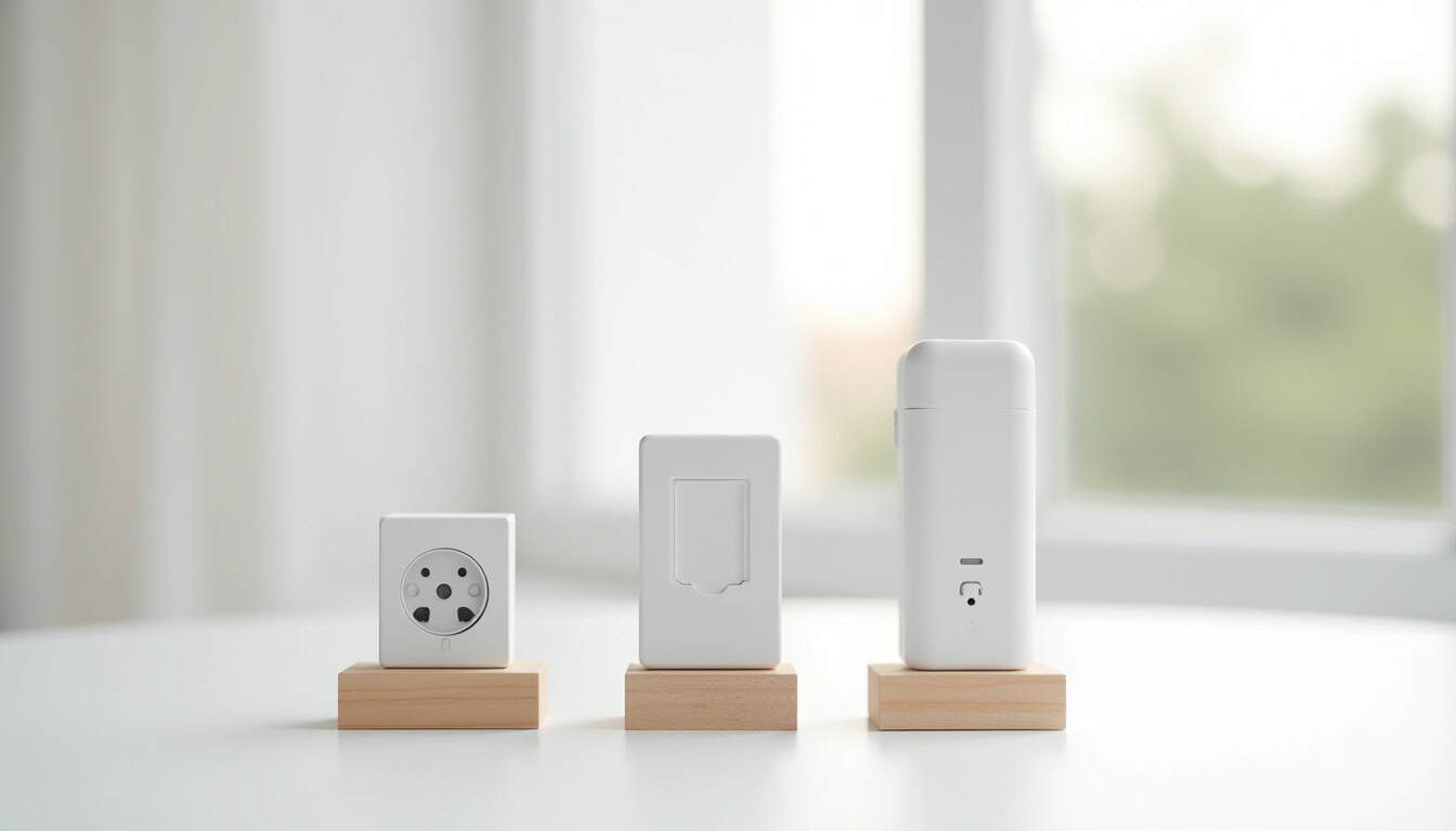 Comparatif visuel des différents types de bornes de recharge: prise renforcée, wallbox et station rapide