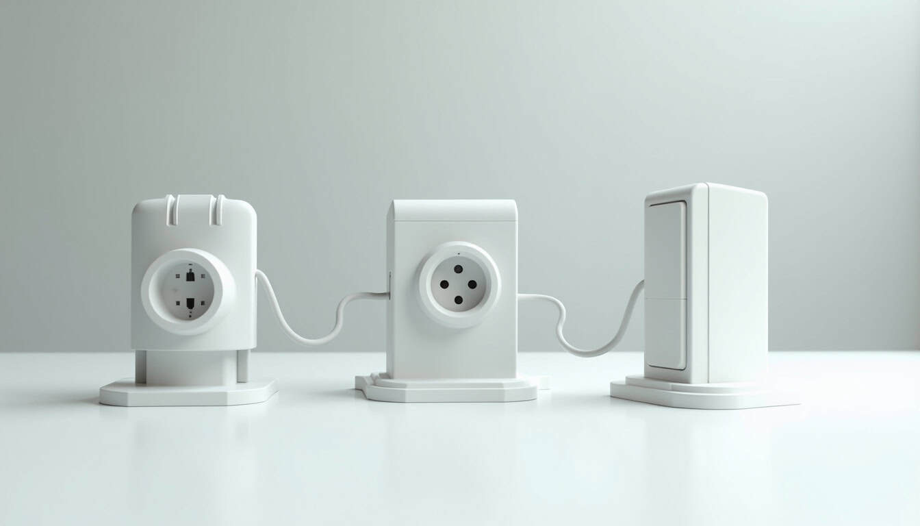 Comparatif visuel des types de bornes de recharge: prise renforcée, wallbox et borne rapide
