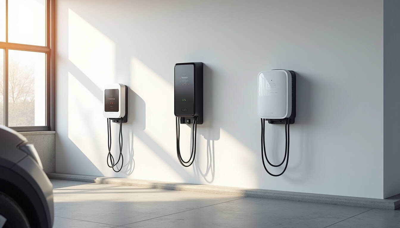 Comparatif visuel entre différents modèles de bornes de recharge électrique pour véhicules électriques